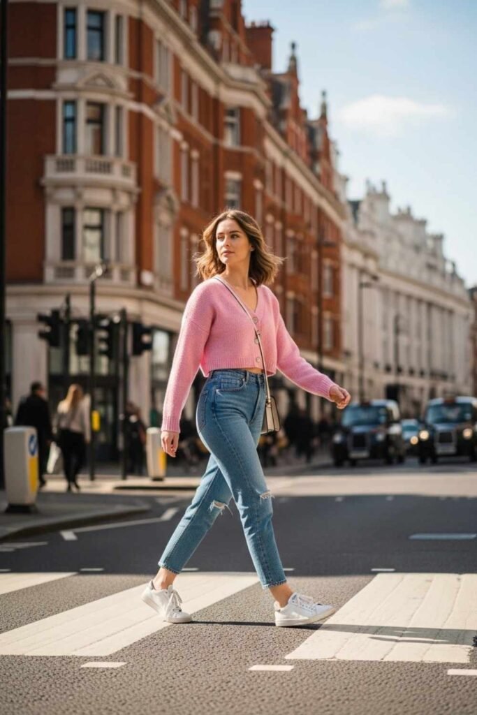 Cropped Cardigan with High-Waisted Jeans