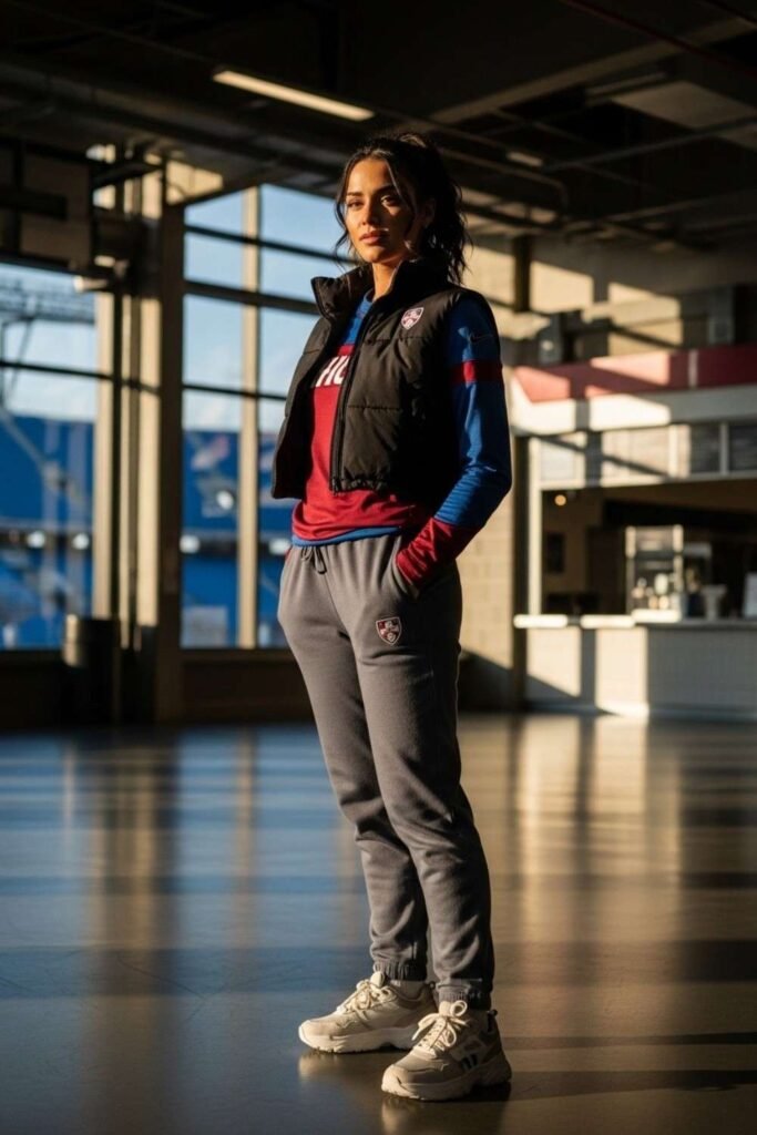 Cropped Puffer Vest with Joggers