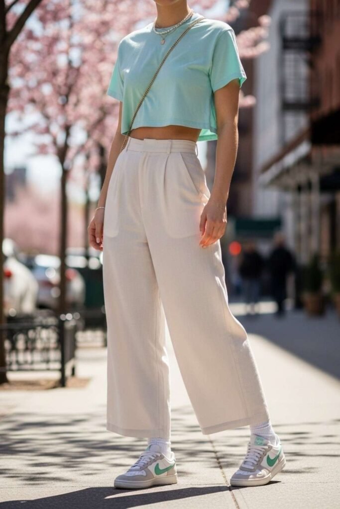 Cropped Tee + Wide-Leg Pants