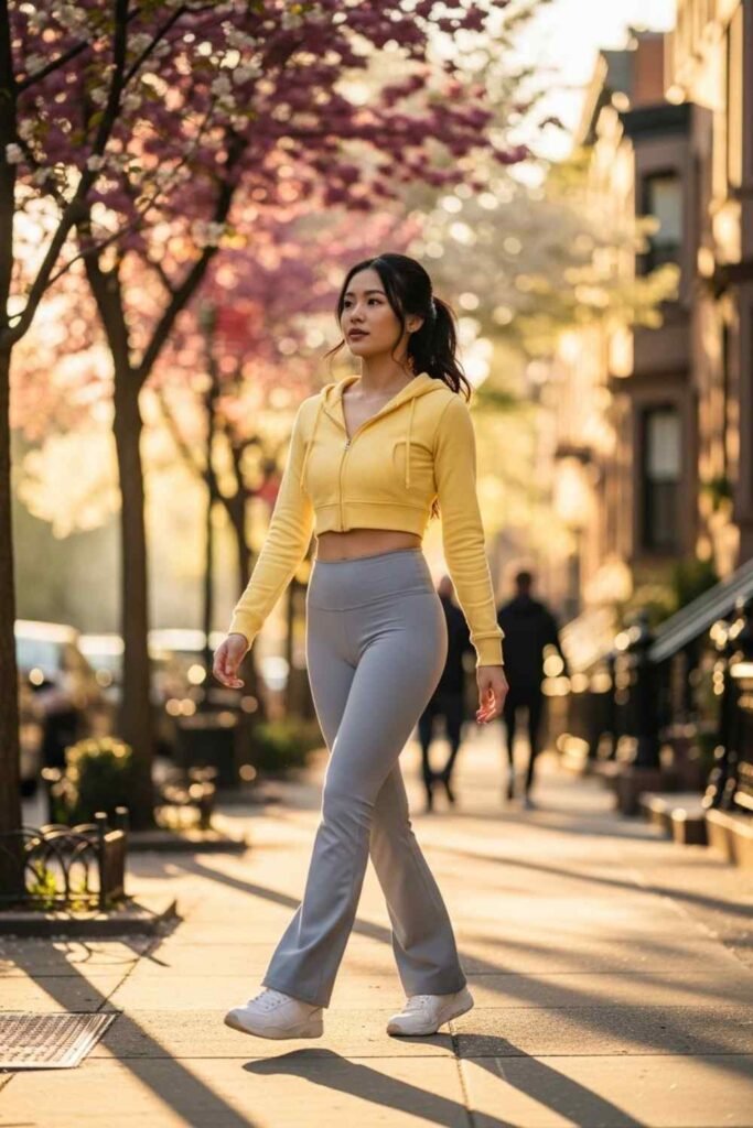 Cropped Zip Hoodie with Flared Yoga Pants