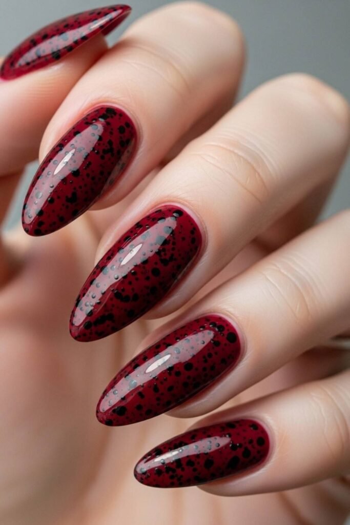 Dark Red with Black Splatter