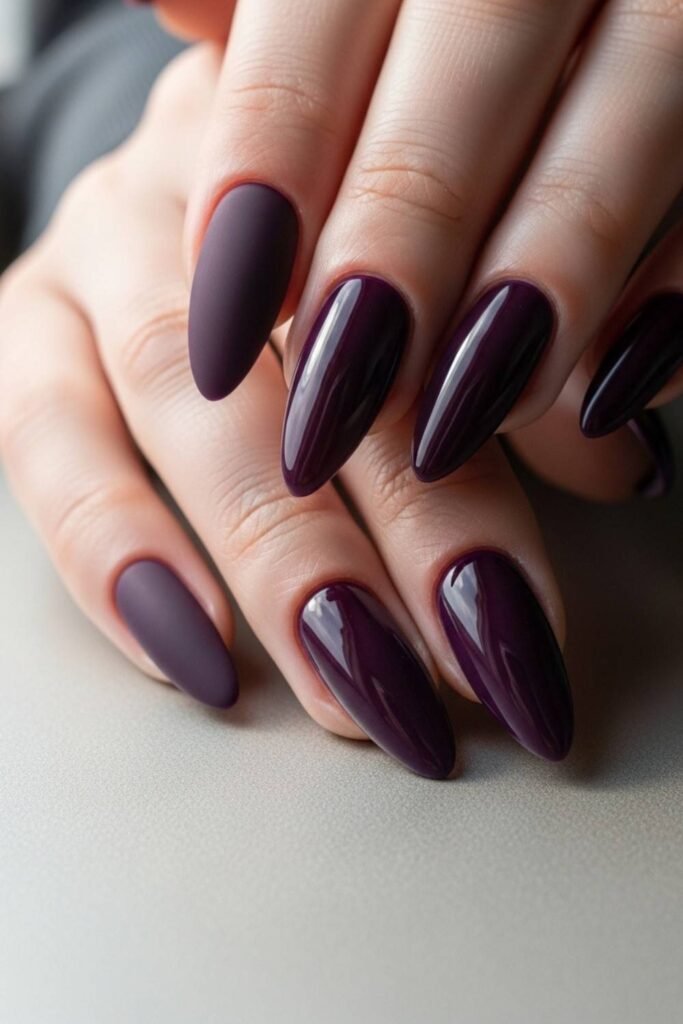 Deep Plum with Matte and Glossy Contrast