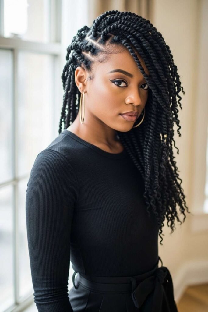 Deep Side-Part Glam Passion Twists