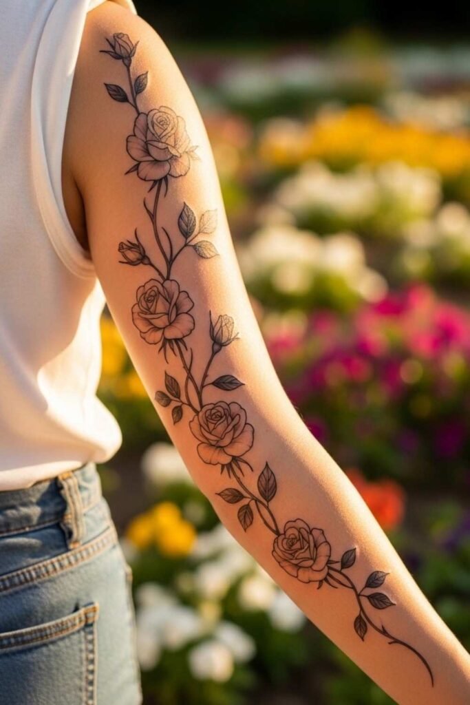 Delicate Rose Vine Sleeve