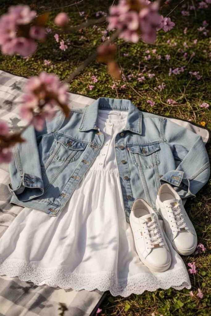 Denim Jacket + Cotton Dress