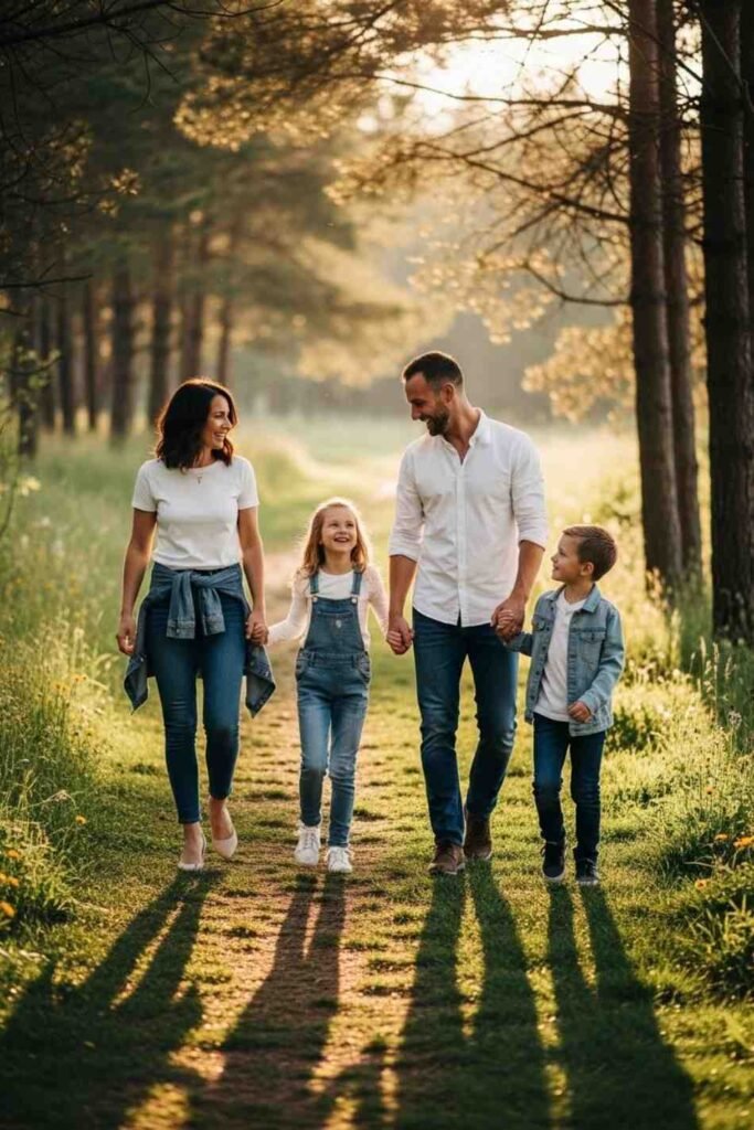 Denim and White Casual Family Look