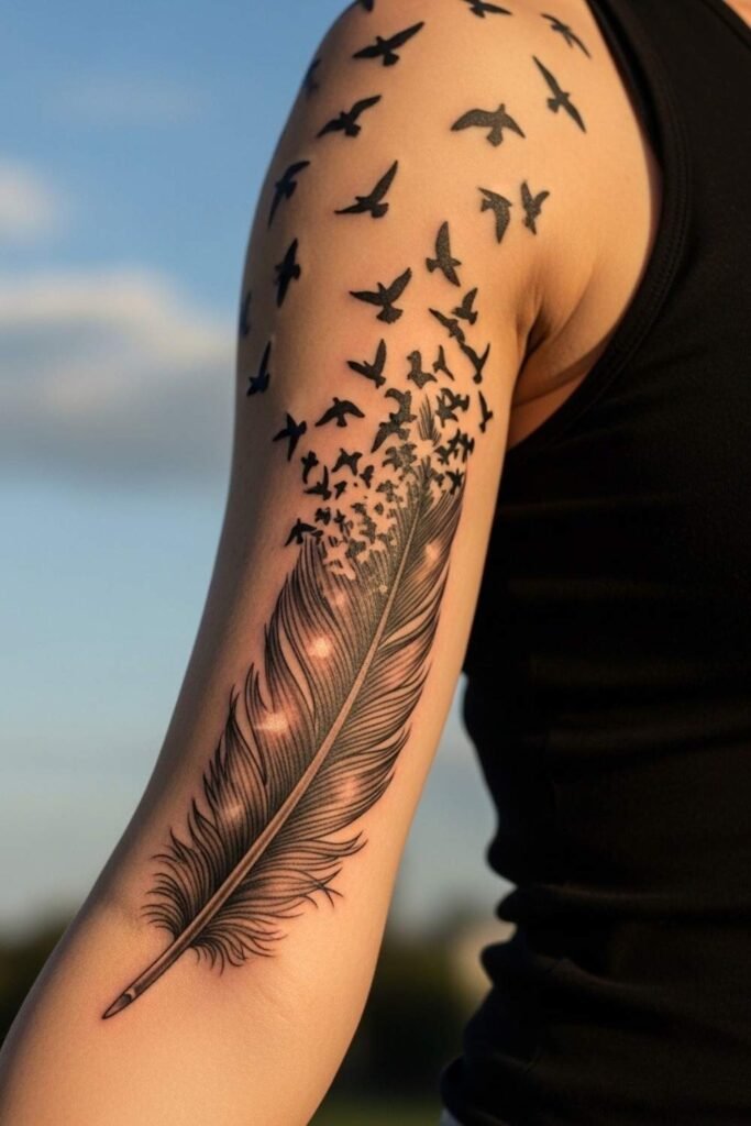 Feather and Birds Freedom Sleeve
