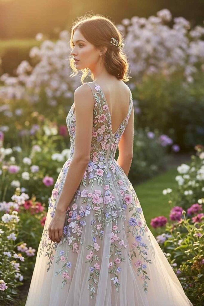 Floral Embroidered Tulle Dress