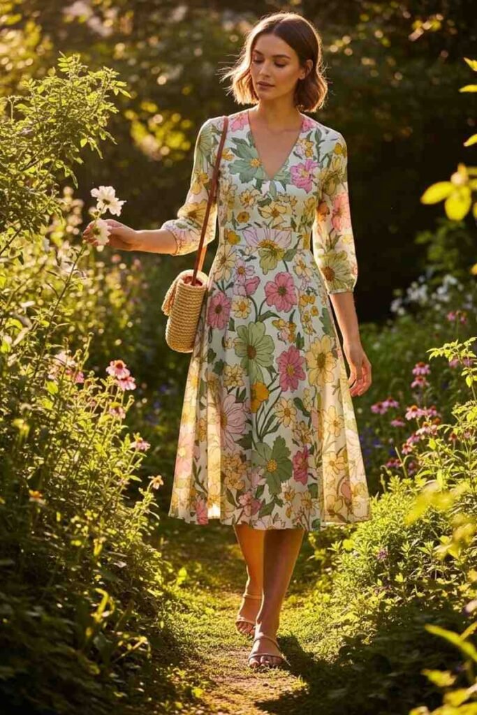 Floral Midi Dress + Sandals