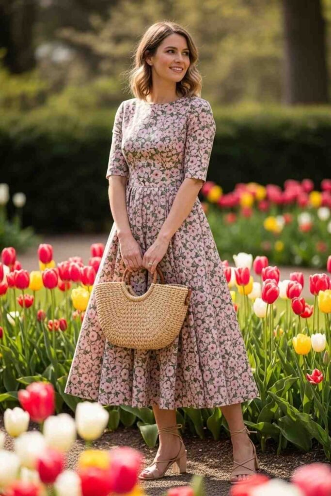 Floral Midi Garden Party Dress