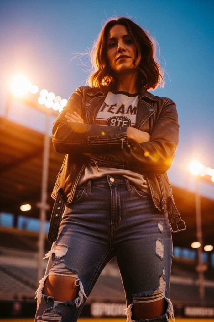 Graphic Tee and Leather Jacket