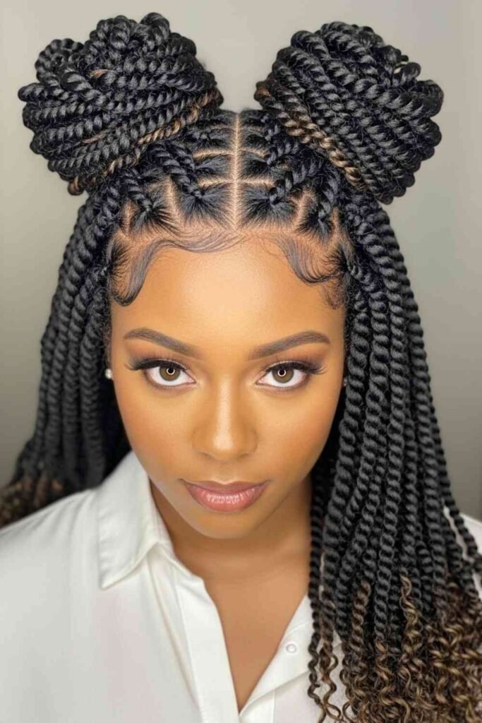 Half-Up Space Bun Passion Twists