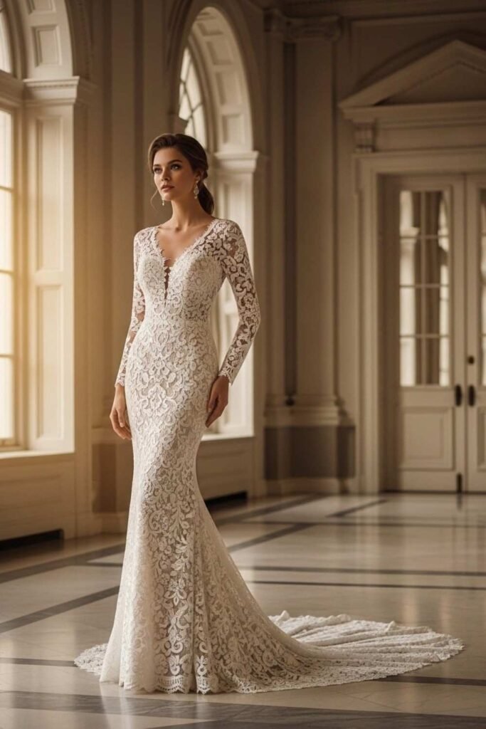 Ivory Lace Fitted Dress