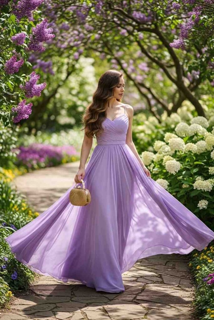 Lavender Chiffon Garden Party Dress