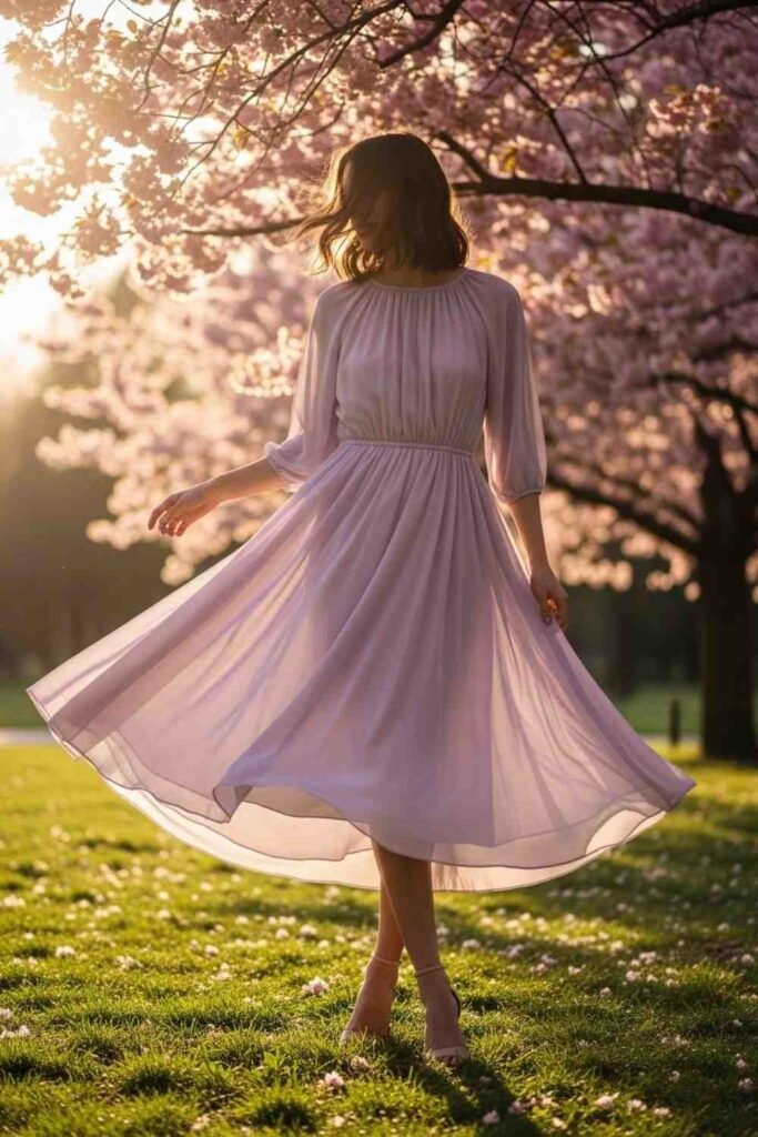 Lavender Flowy Midi Dress