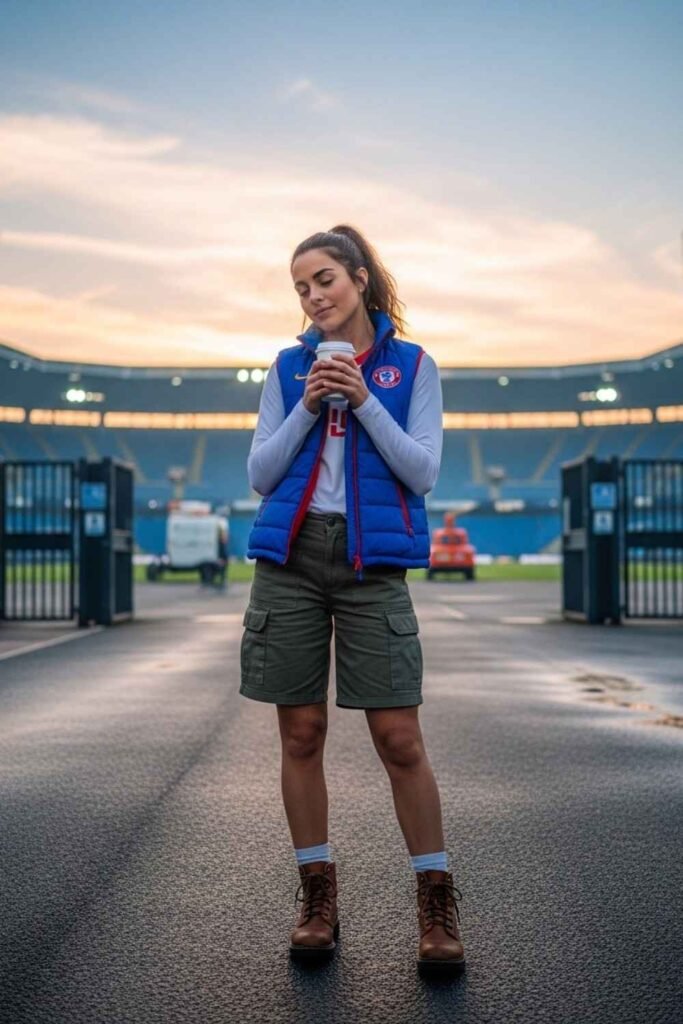 Layered Tee and Vest with Cargo Shorts