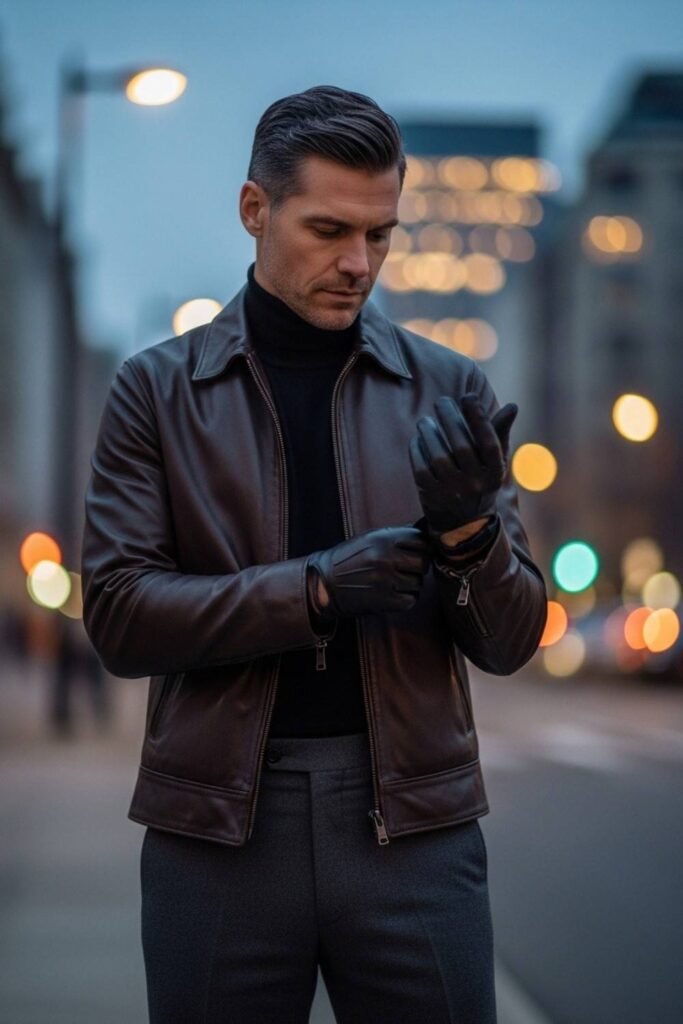 Leather Jacket with All-Black Base