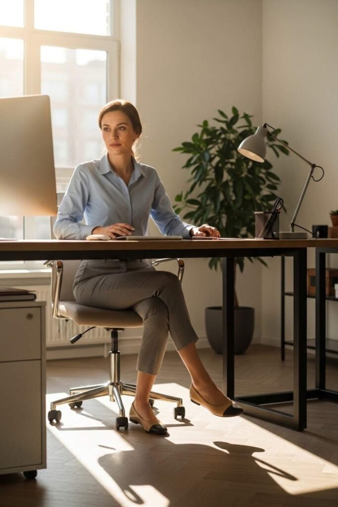 Light Blue Shirt With Ankle Trousers