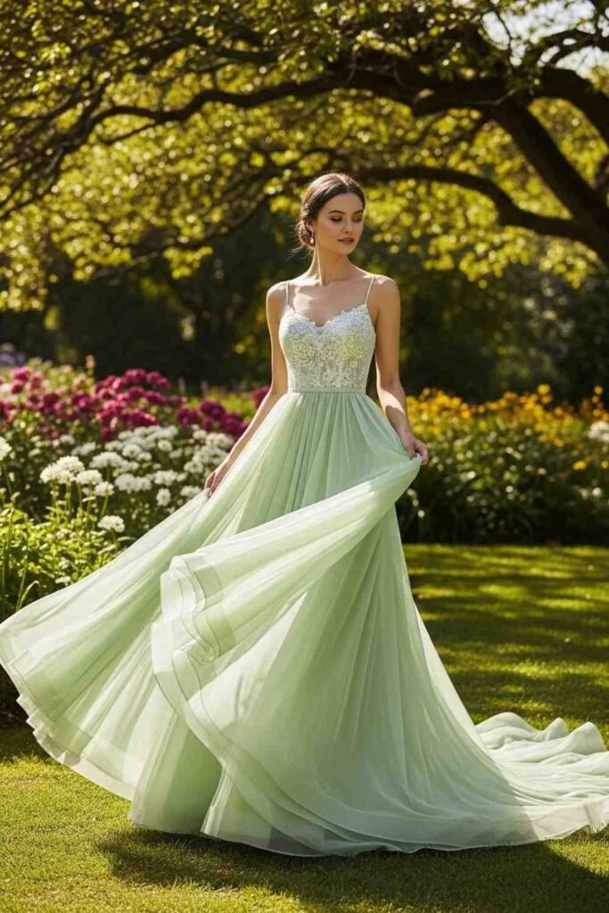Light Green Chiffon Gown