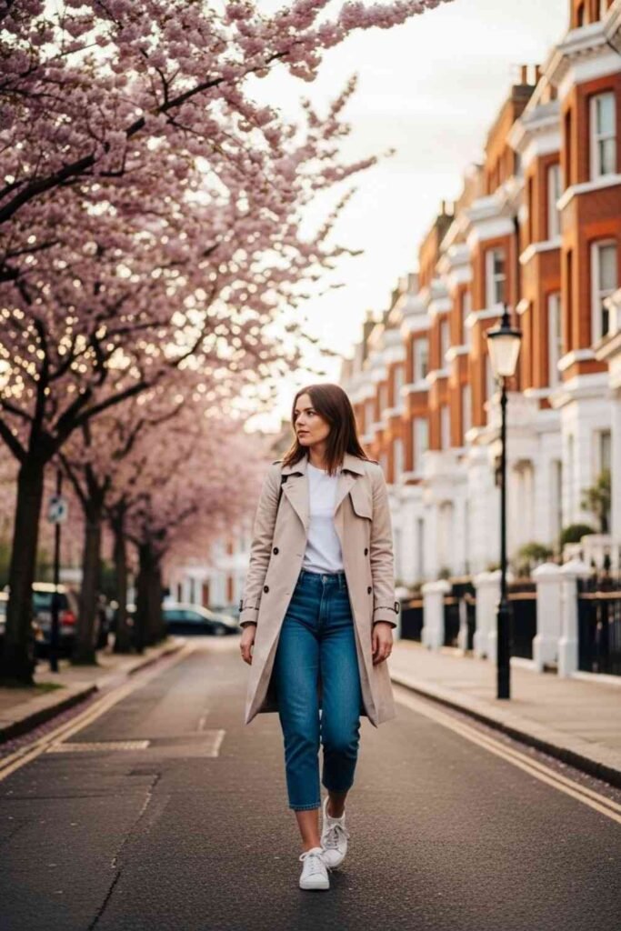 Light Trench with Cropped Jeans