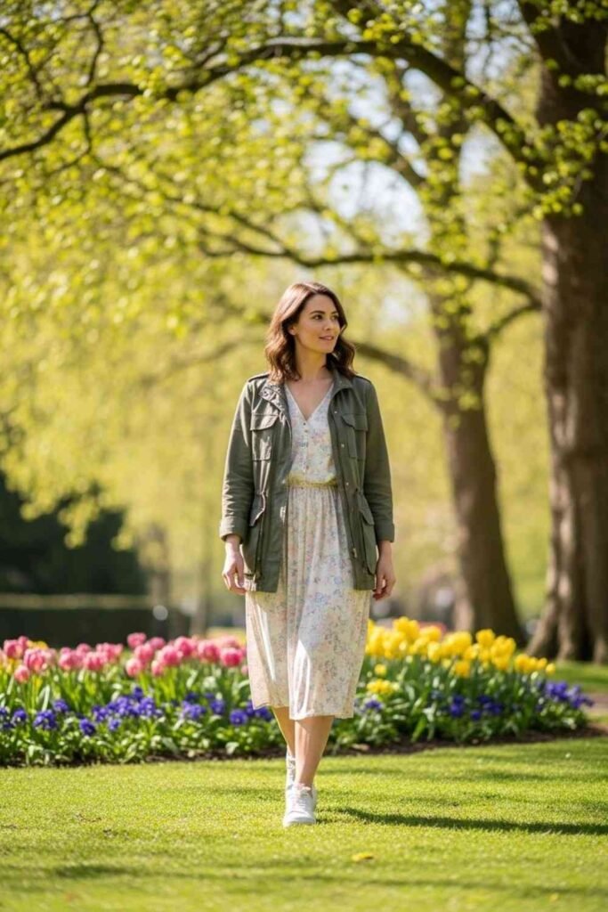  Light Utility Jacket with Casual Dress