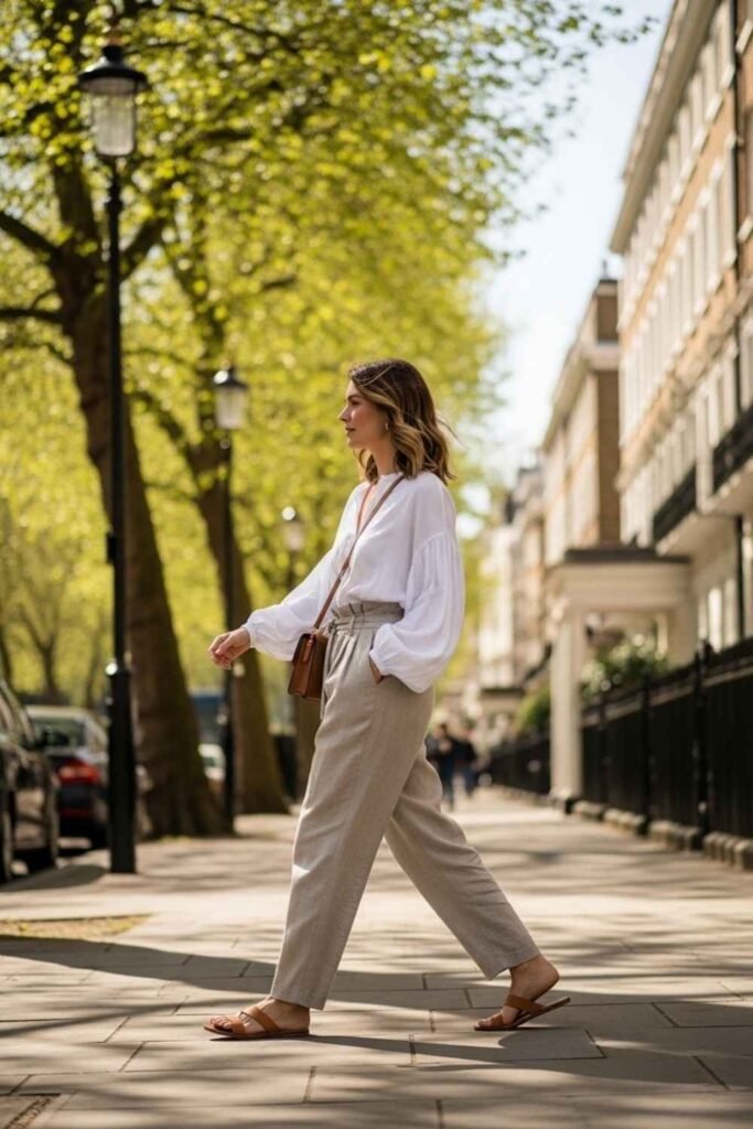 Lightweight Blouse with Linen Trousers