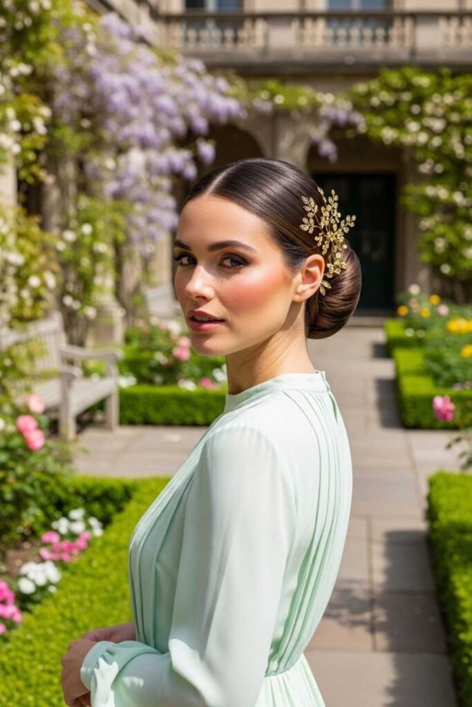 Low Traditional Bun with Hair Pins