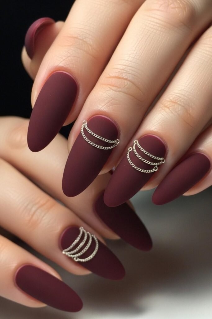 Matte Burgundy with Tiny Chains