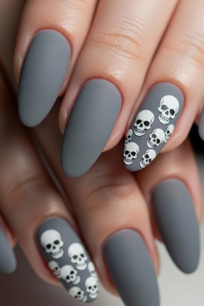 Matte Gray with Tiny Skulls
