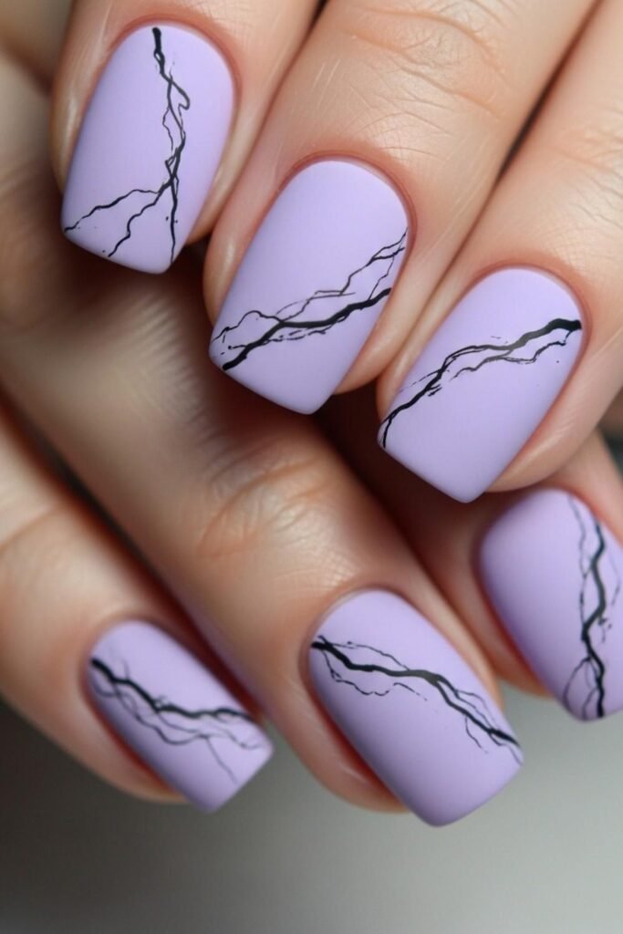 Matte Lavender with Black Veins