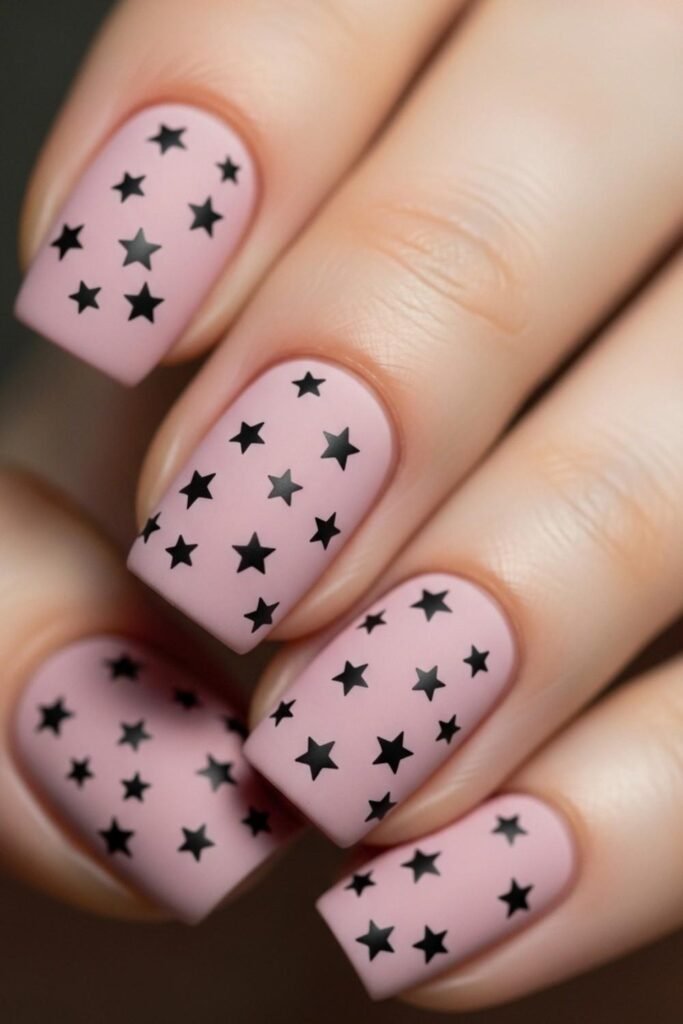 Mauve with Tiny Black Stars