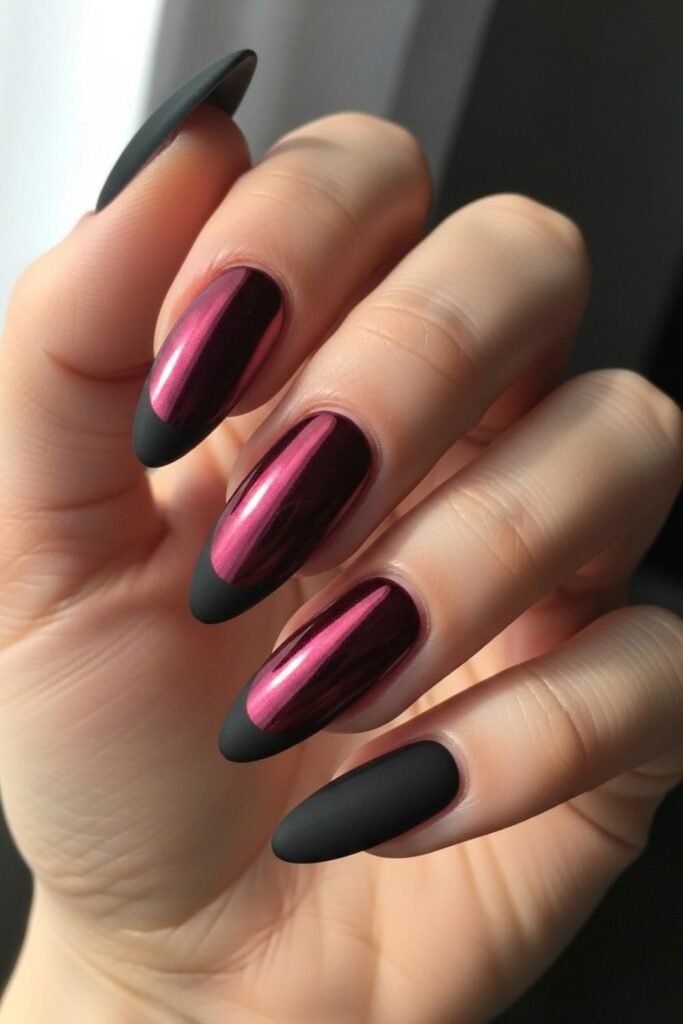 Metallic Burgundy with Matte Black Tips
