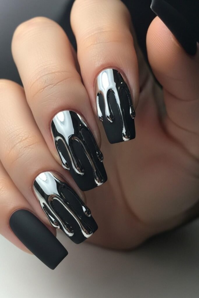 Metallic Silver Drips