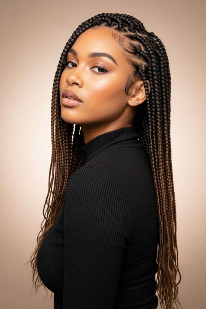 Mid-Back Passion Twists with Middle Part