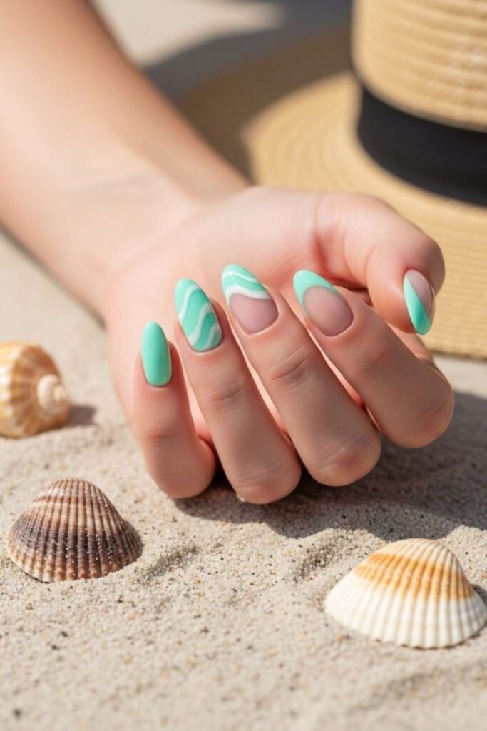 Mint Green Wave Tips