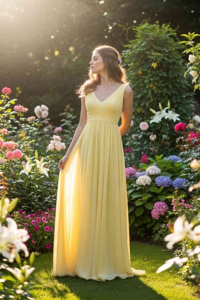 Pale Yellow Empire Waist Dress