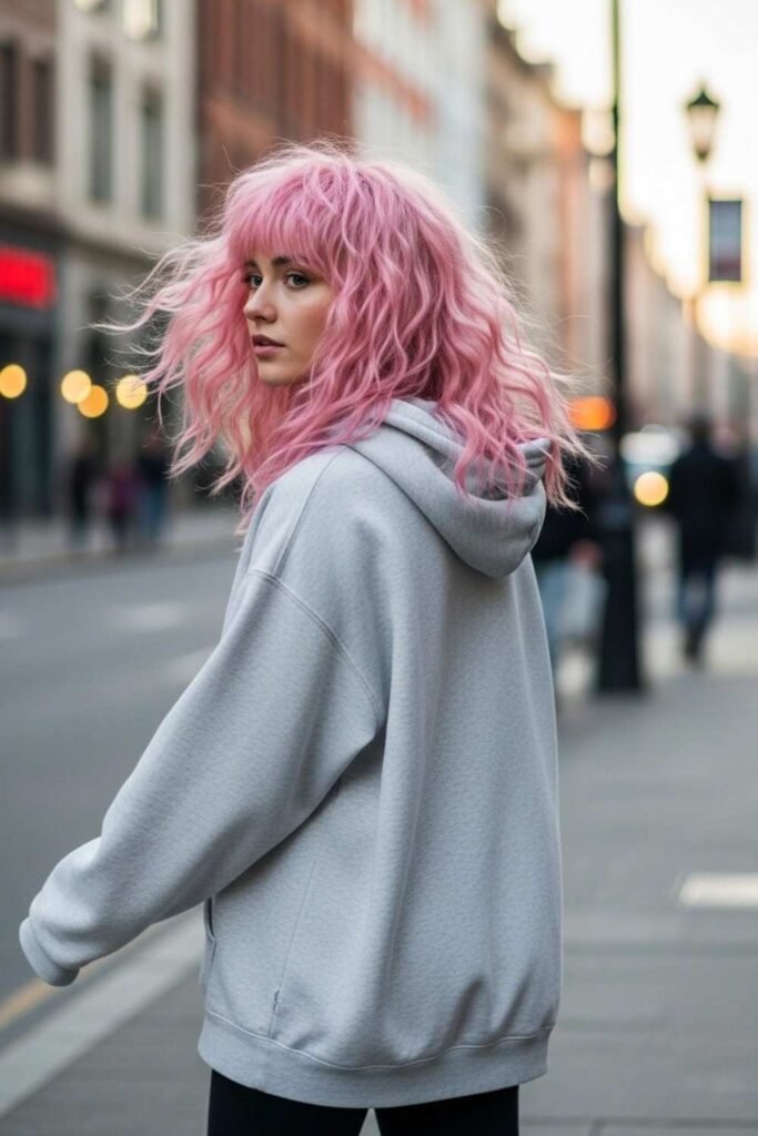 Pastel Pink Shaggy Mullet