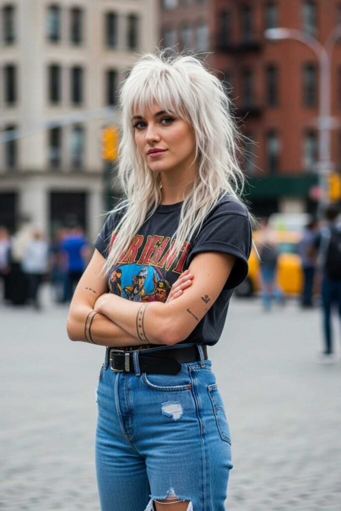 Platinum Shag Jagged Mullet