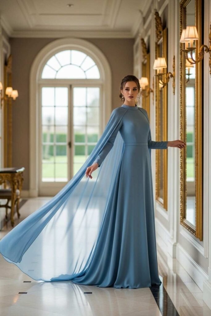 Powder Blue Cape Dress