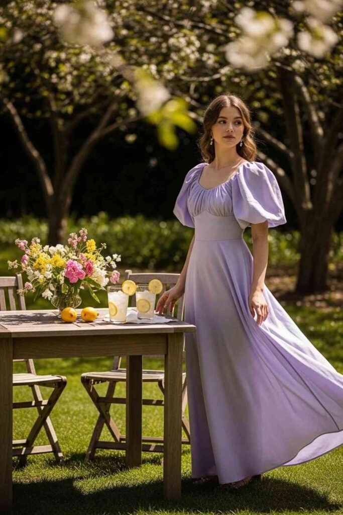 Puff Sleeve Spring Garden Dress