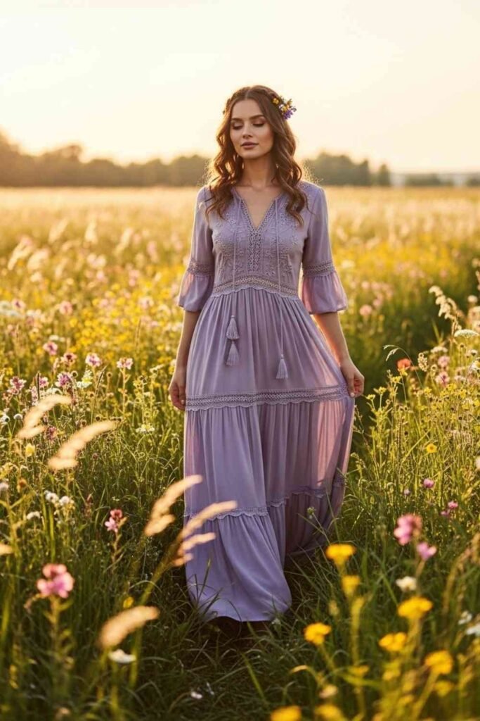 Purple Boho Maxi Dress