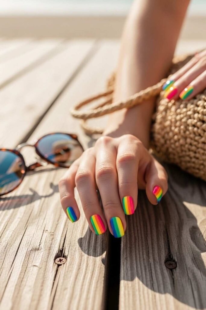 Rainbow Boardwalk Nails