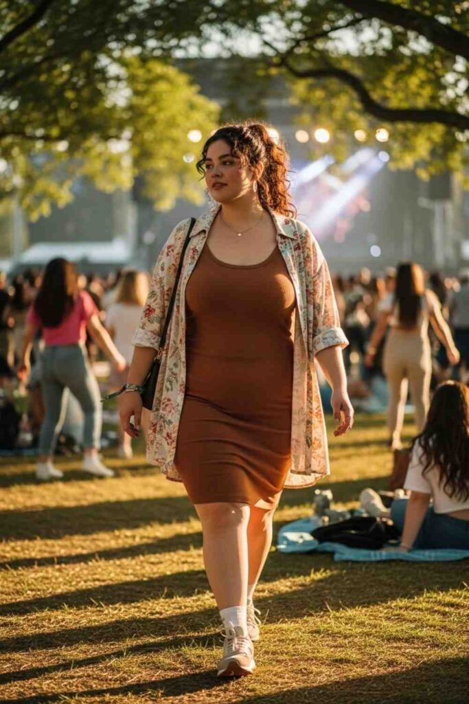 Ribbed Tank Dress with Oversized Shirt
