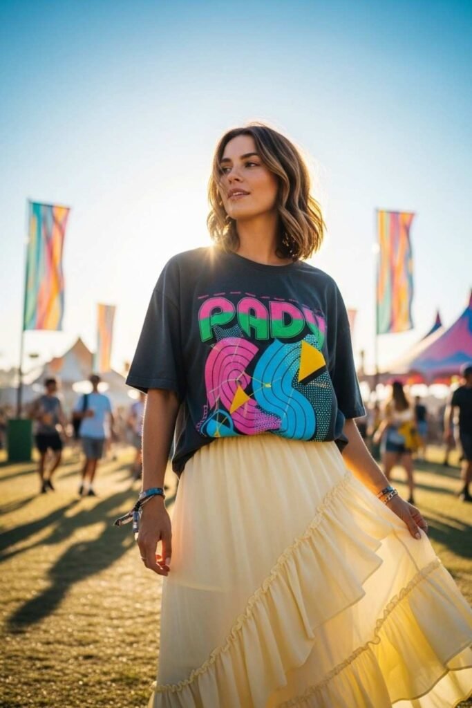 Ruffled Skirt with Graphic Tee