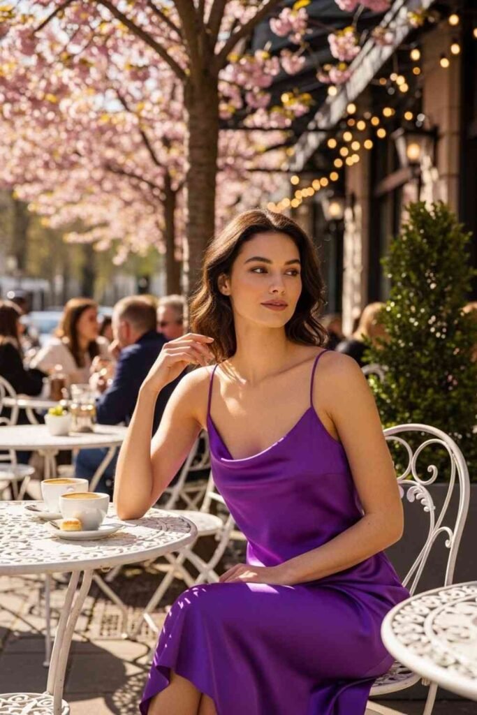 Satin Slip Purple Dress
