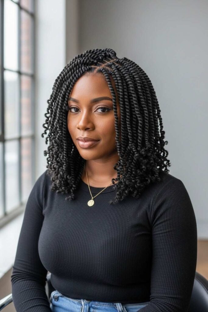 Shoulder-Length Soft Layered Twists