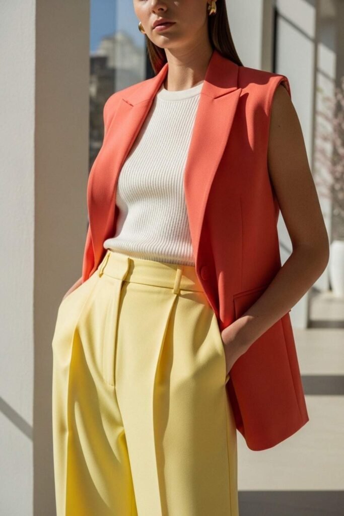 Sleeveless Blazer + Fitted Top