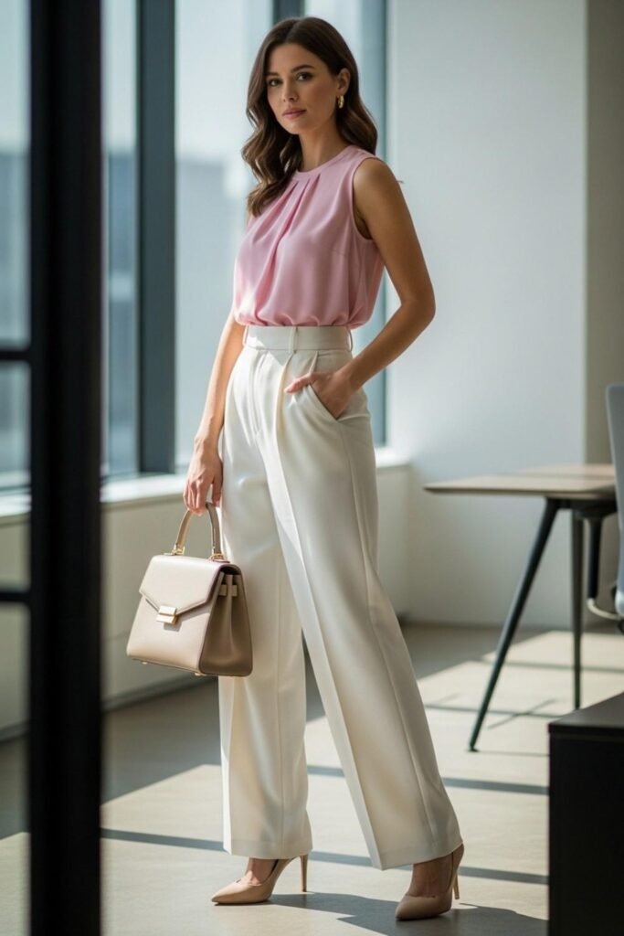 Sleeveless Blouse With Wide-Leg Trousers