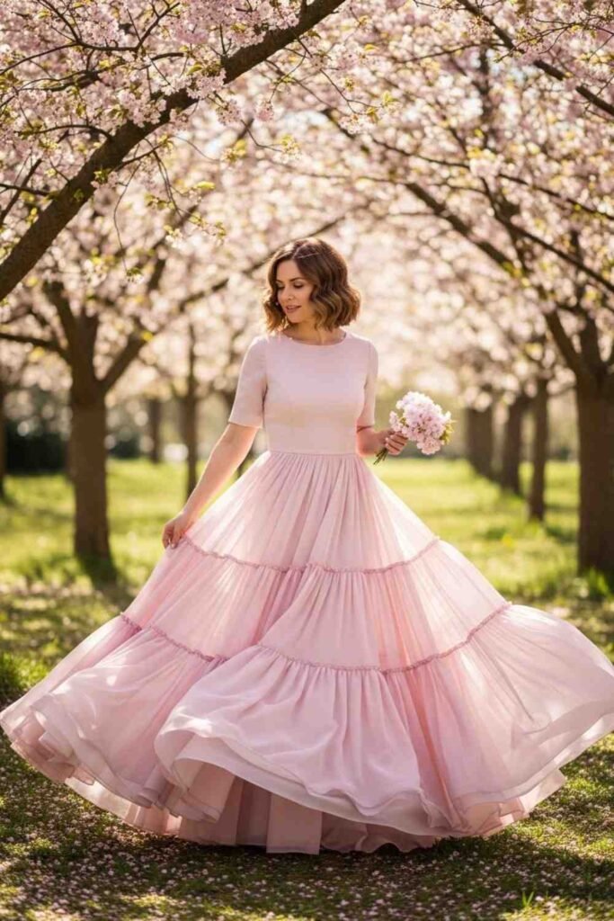  Soft Pastel Tiered Garden Dress