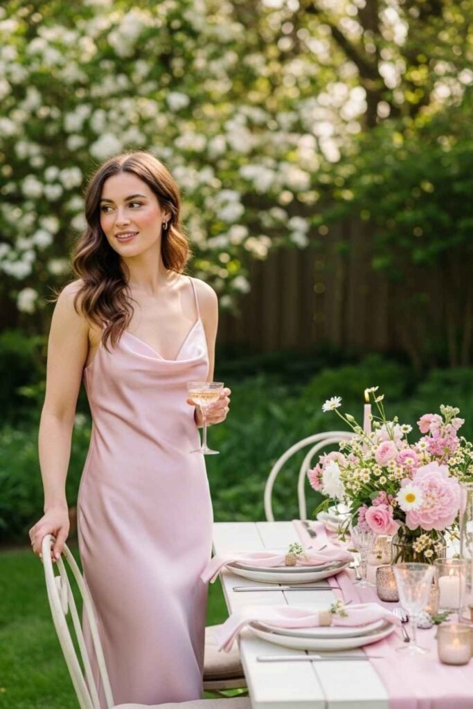 Soft Pink Slip Garden Party Dress